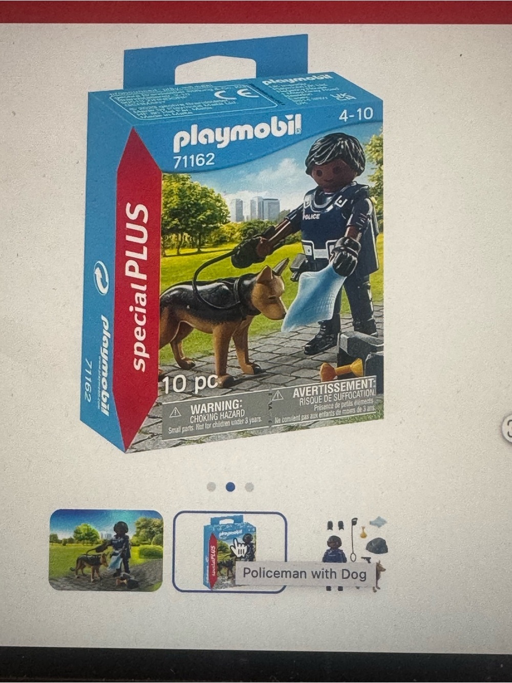 Playmobile police officer with dog